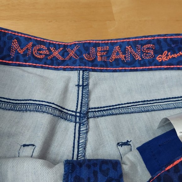 MEXX jeans Amsterdam Mid Rise Women's Cotton Stretch Blue Leopard Print Size30 - Picture 6 of 12